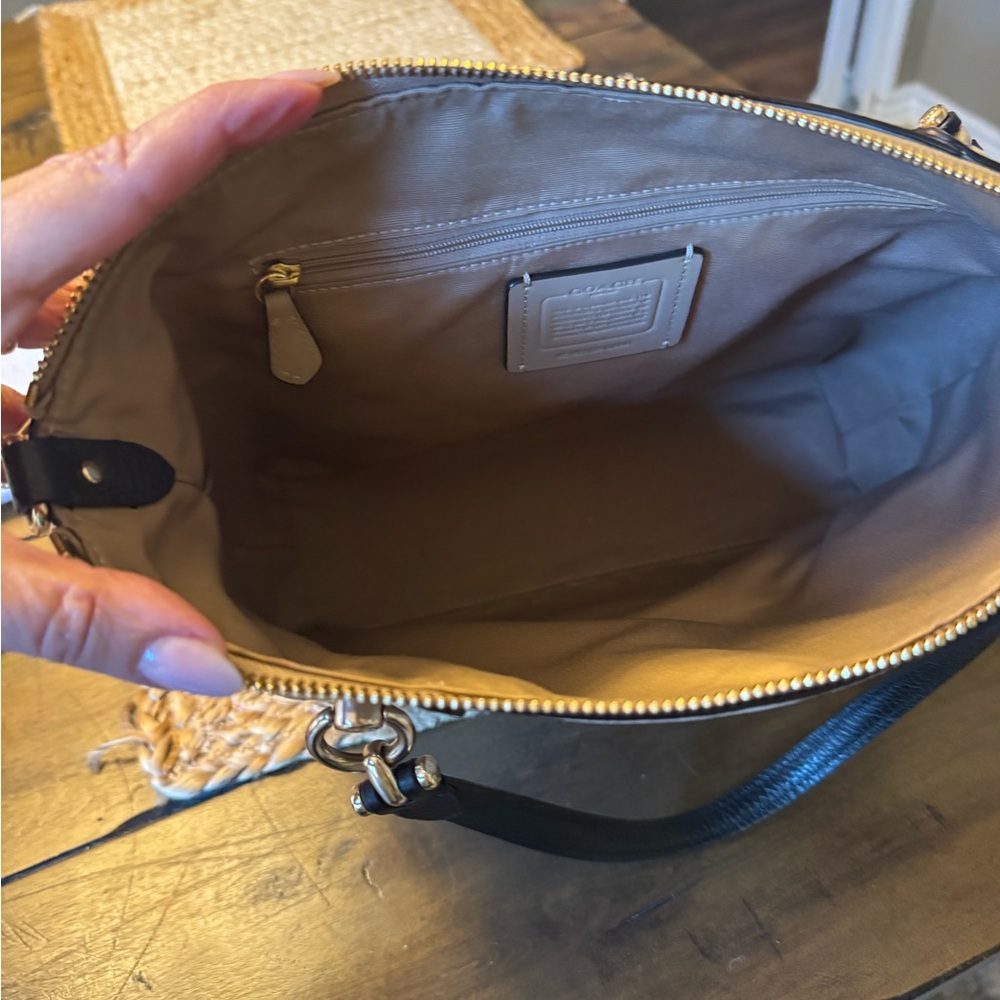 Coach Kasey leather color block  shoulder / crossbody bag (black, mocha, cream) - Picture 5 of 5